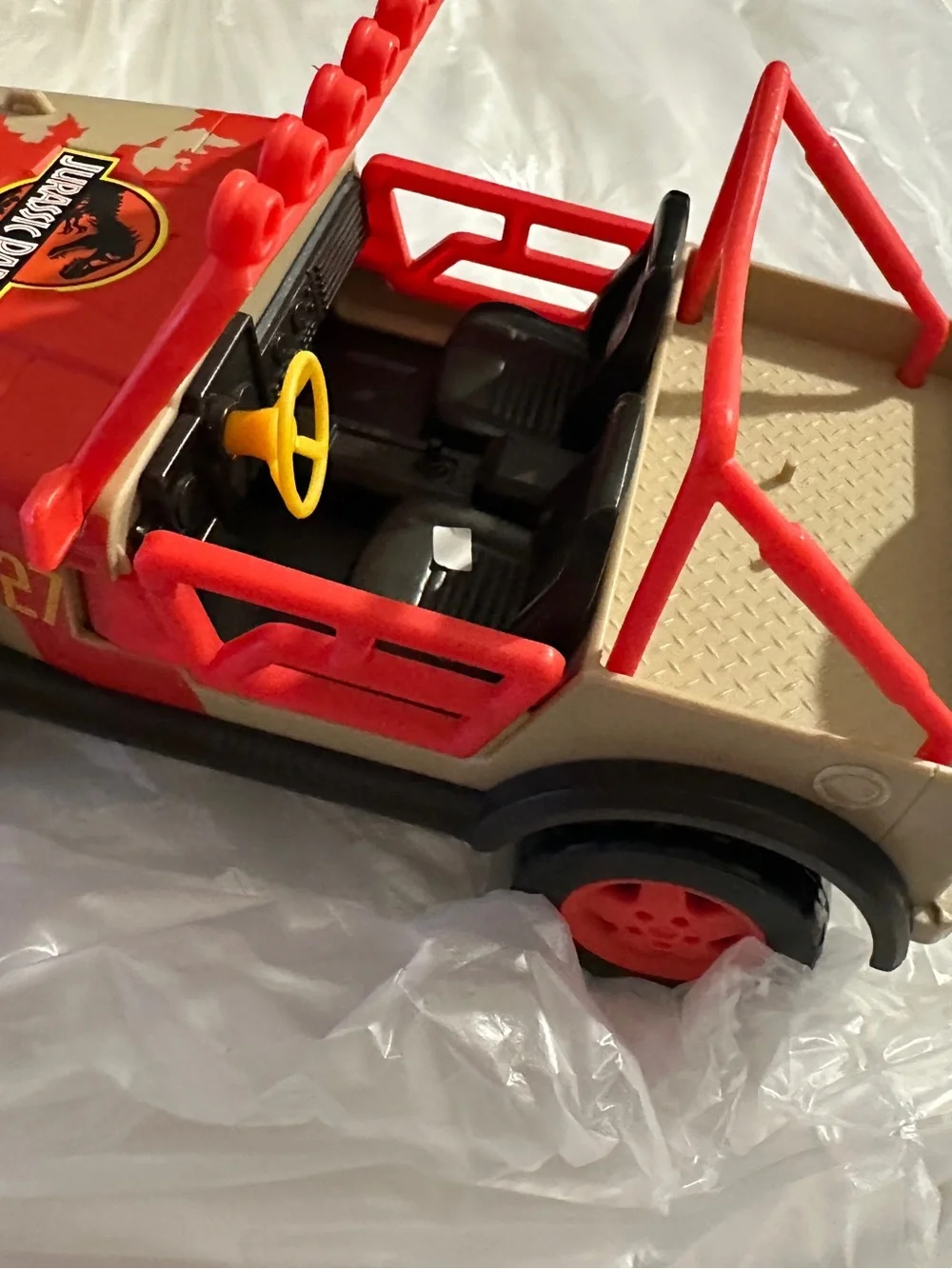 Mattel Jurassic World Park Jeep Wrangler Vehicle Toy No. 27 Red & Tan 2023